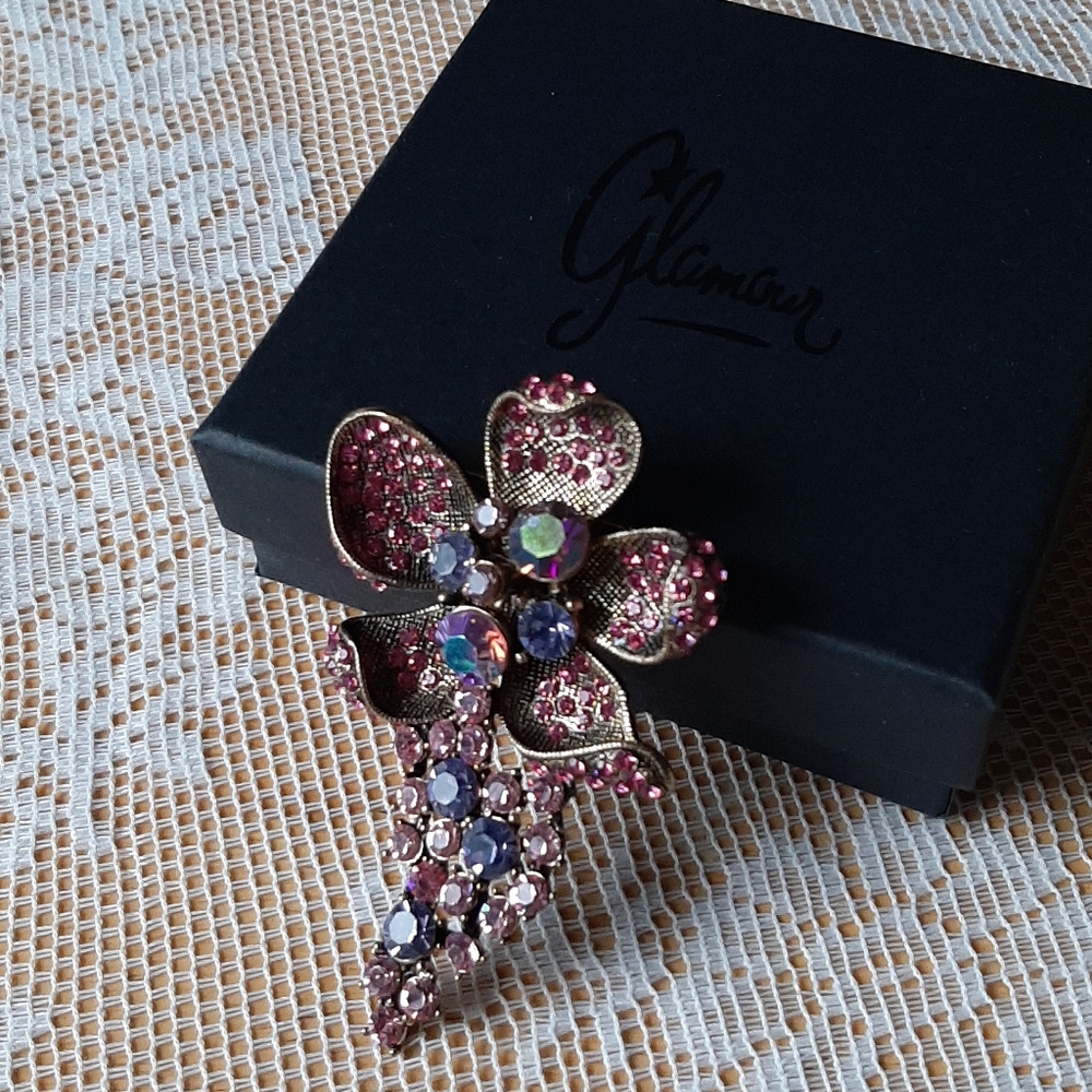 Pink & Lilac Flower Brooch Pin